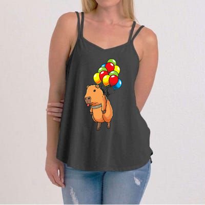 Capybara Giant Cavy Rodent With Balloons Capybara Women's Strappy Tank