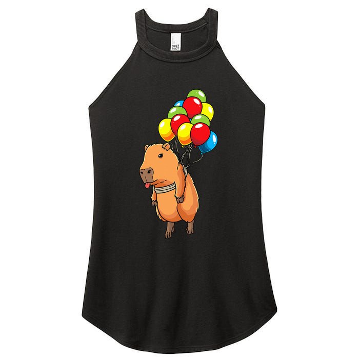 Capybara Giant Cavy Rodent With Balloons Capybara Women's Perfect Tri Rocker Tank