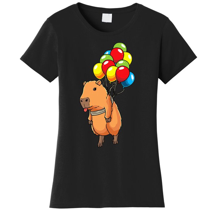 Capybara Giant Cavy Rodent With Balloons Capybara Women's T-Shirt