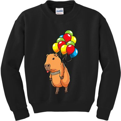 Capybara Giant Cavy Rodent With Balloons Capybara Kids Sweatshirt