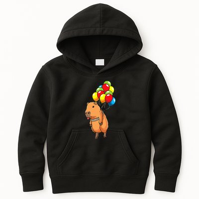 Capybara Giant Cavy Rodent With Balloons Capybara Kids Hoodie