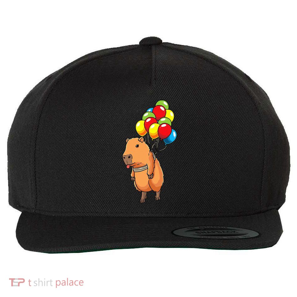 Capybara Giant Cavy Rodent With Balloons Capybara Wool Snapback Cap