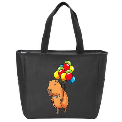 Capybara Giant Cavy Rodent With Balloons Capybara Zip Tote Bag