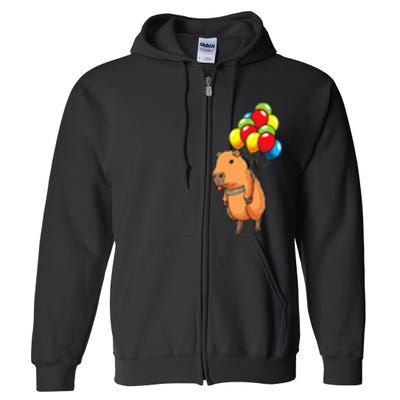 Capybara Giant Cavy Rodent With Balloons Capybara Full Zip Hoodie