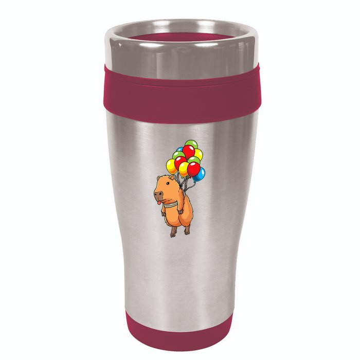Capybara Giant Cavy Rodent With Balloons Capybara 16oz Travel Tumbler