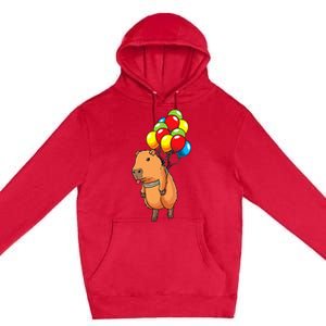 Capybara Giant Cavy Rodent With Balloons Capybara Premium Pullover Hoodie