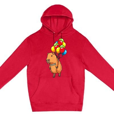 Capybara Giant Cavy Rodent With Balloons Capybara Premium Pullover Hoodie