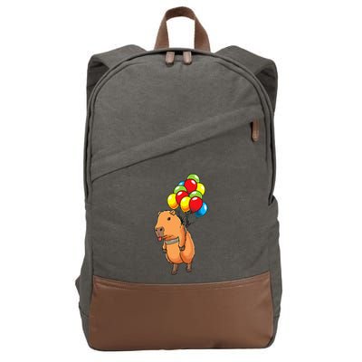Capybara Giant Cavy Rodent With Balloons Capybara Cotton Canvas Backpack