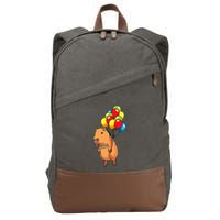 Capybara Giant Cavy Rodent With Balloons Capybara Cotton Canvas Backpack