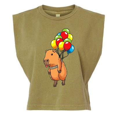 Capybara Giant Cavy Rodent With Balloons Capybara Garment-Dyed Women's Muscle Tee