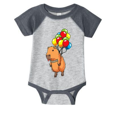 Capybara Giant Cavy Rodent With Balloons Capybara Infant Baby Jersey Bodysuit