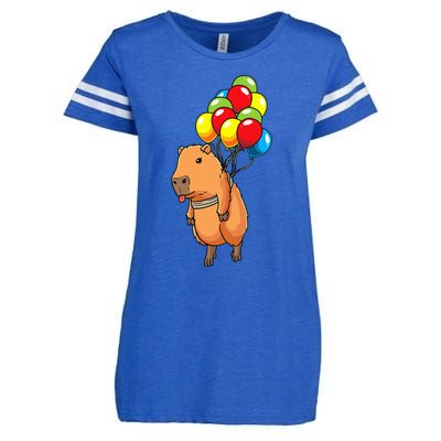 Capybara Giant Cavy Rodent With Balloons Capybara Enza Ladies Jersey Football T-Shirt