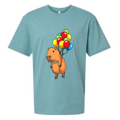 Capybara Giant Cavy Rodent With Balloons Capybara Sueded Cloud Jersey T-Shirt