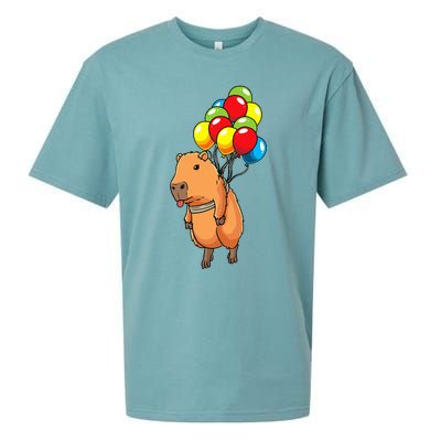 Capybara Giant Cavy Rodent With Balloons Capybara Sueded Cloud Jersey T-Shirt