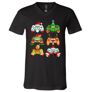 Christmas Gamer Controller Holiday Gift V-Neck T-Shirt