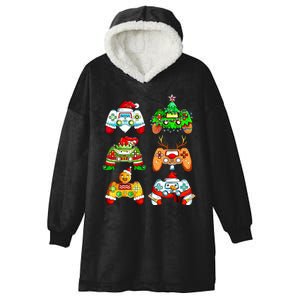 Christmas Gamer Controller Holiday Gift Hooded Wearable Blanket