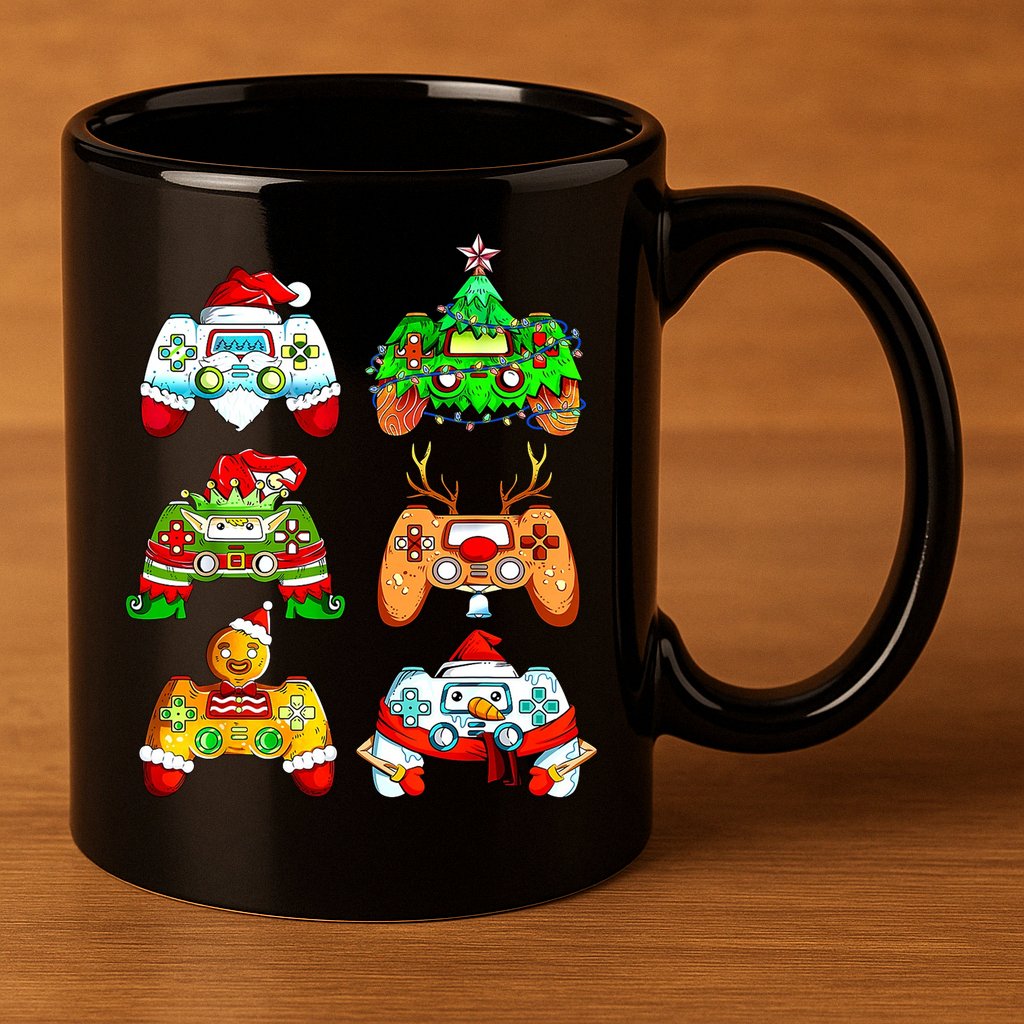 Christmas Gamer Controller Holiday Gift 11oz C Handle Ceramic Mug