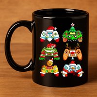 Christmas Gamer Controller Holiday Gift 11oz C Handle Ceramic Mug