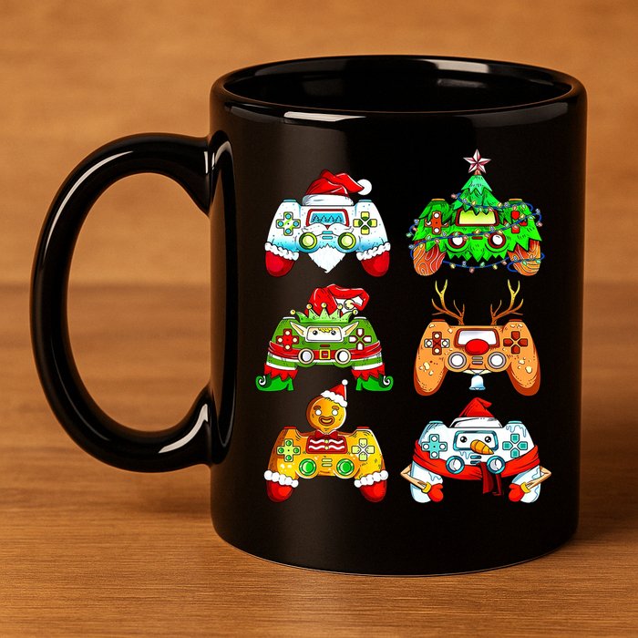 Christmas Gamer Controller Holiday Gift 11oz C Handle Ceramic Mug
