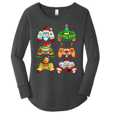 Christmas Gamer Controller Holiday Gift Women's Perfect Tri Tunic Long Sleeve Shirt