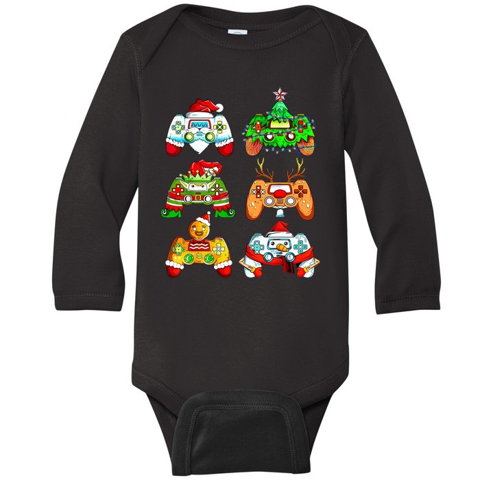 Christmas Gamer Controller Holiday Gift Baby Long Sleeve Bodysuit