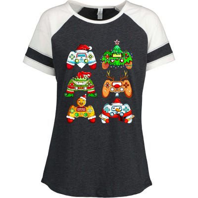 Christmas Gamer Controller Holiday Gift Enza Ladies Jersey Colorblock Tee