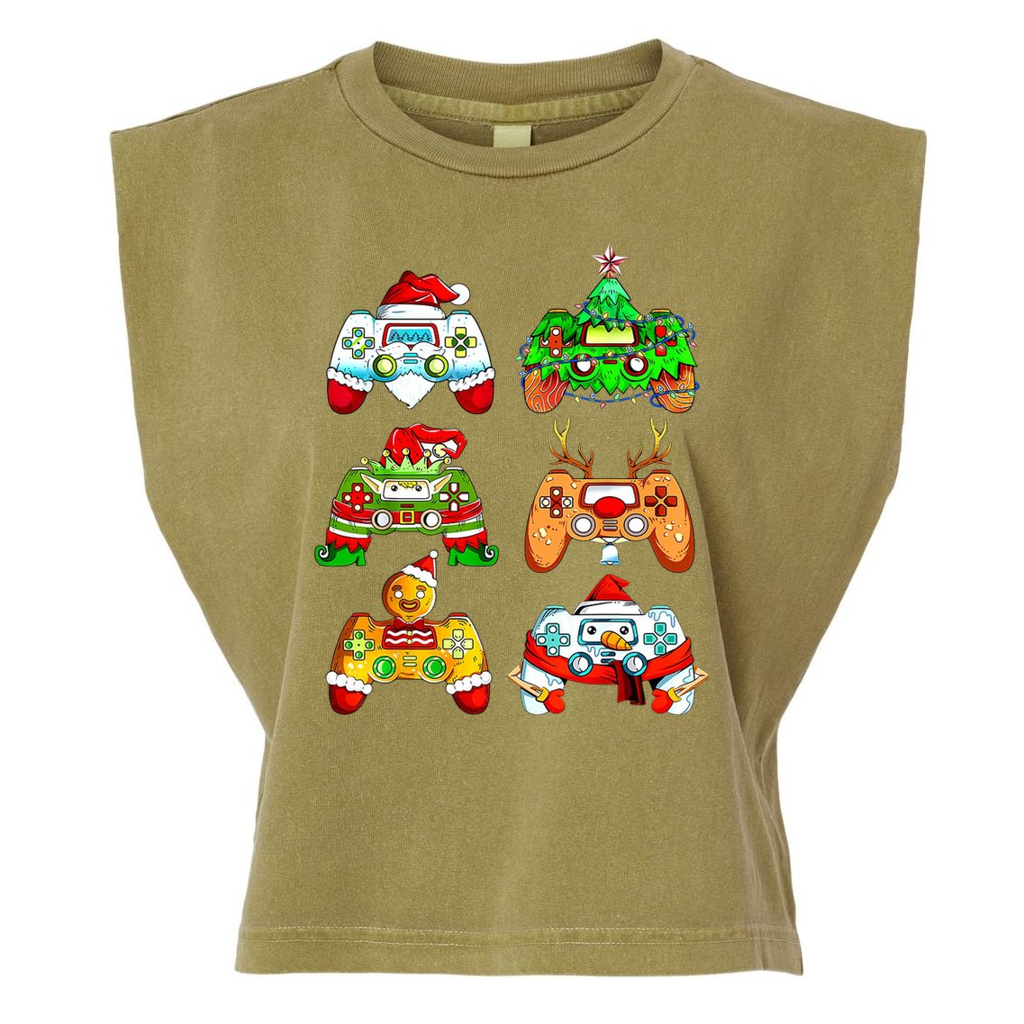 Christmas Gamer Controller Holiday Gift Garment-Dyed Women's Muscle Tee