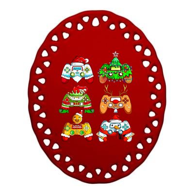 Christmas Gamer Controller Holiday Gift Ceramic Oval Ornament