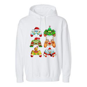 Christmas Gamer Controller Holiday Gift Garment-Dyed Fleece Hoodie