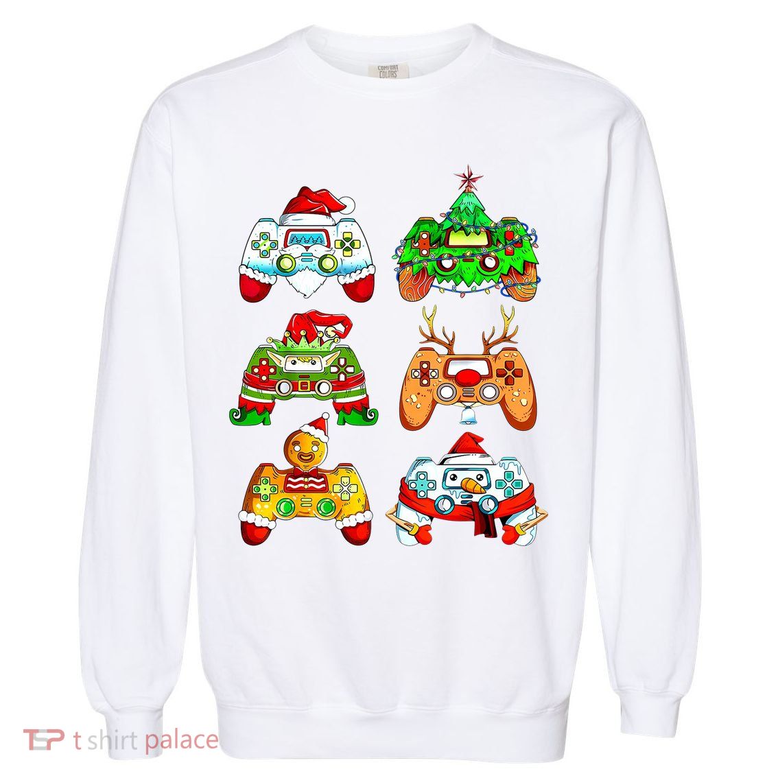 Christmas Gamer Controller Holiday Gift Garment-Dyed Sweatshirt