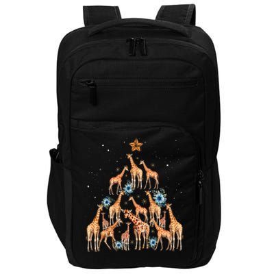 Cute Giraffe Christmas Tree Giraffe Lovers Xmas Holiday Impact Tech Backpack