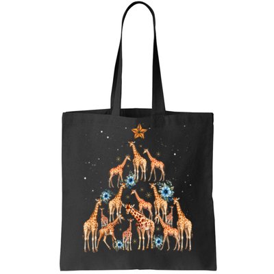 Cute Giraffe Christmas Tree Giraffe Lovers Xmas Holiday Tote Bag