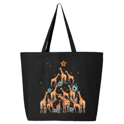 Cute Giraffe Christmas Tree Giraffe Lovers Xmas Holiday 25L Jumbo Tote