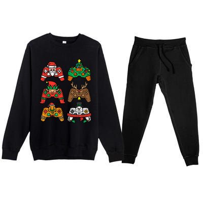 Christmas Gamer Controller Xmas Gaming  Premium Crewneck Sweatsuit Set