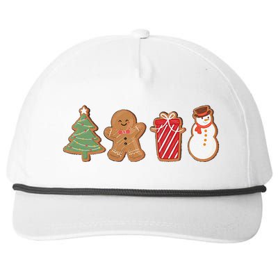 Cute Gingerbread Cookies Funny Christmas Tree Snowman Xmas Snapback Five-Panel Rope Hat