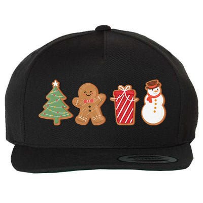 Cute Gingerbread Cookies Funny Christmas Tree Snowman Xmas Wool Snapback Cap