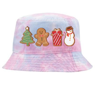 Cute Gingerbread Cookies Funny Christmas Tree Snowman Xmas Tie-Dyed Bucket Hat