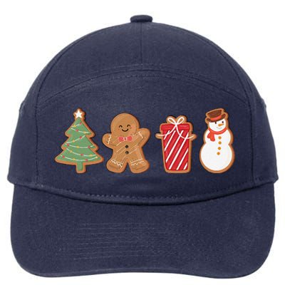 Cute Gingerbread Cookies Funny Christmas Tree Snowman Xmas 7-Panel Snapback Hat