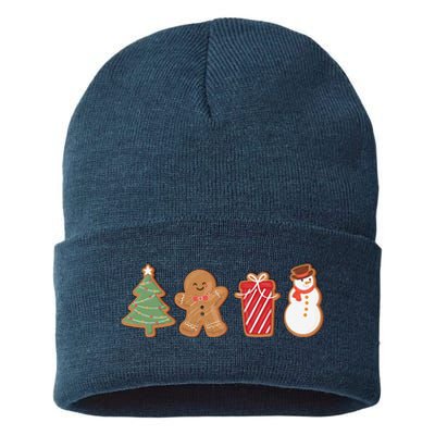 Cute Gingerbread Cookies Funny Christmas Tree Snowman Xmas Sustainable Knit Beanie