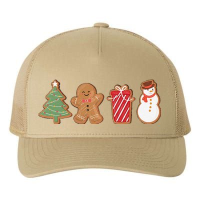 Cute Gingerbread Cookies Funny Christmas Tree Snowman Xmas Yupoong Adult 5-Panel Trucker Hat