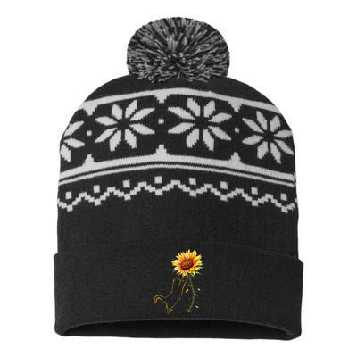 Cat Graphic Cat Sunflower Cat Sunshine Cat Lover USA-Made Snowflake Beanie