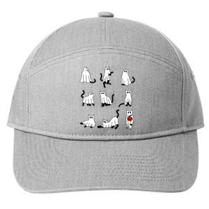 Cute Ghost Cat Funny Halloween Outfit Costumes 7-Panel Snapback Hat