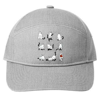 Cute Ghost Cat Funny Halloween Outfit Costumes 7-Panel Snapback Hat