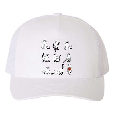 Cute Ghost Cat Funny Halloween Outfit Costumes Yupoong Adult 5-Panel Trucker Hat