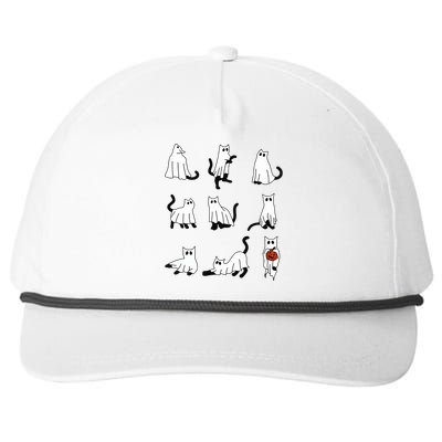 Cute Ghost Cat Funny Halloween Outfit Costumes Snapback Five-Panel Rope Hat