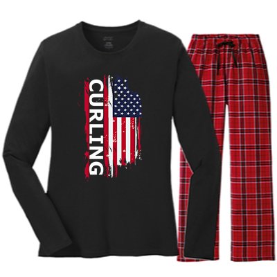 Curling Gift Women's Long Sleeve Flannel Pajama Set 