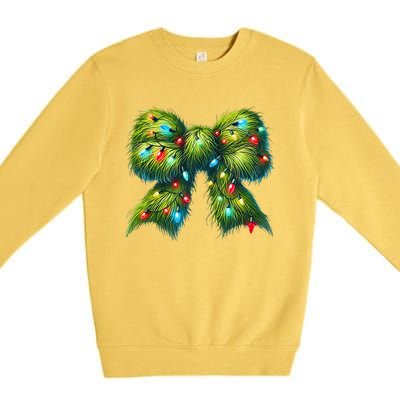 Christmas Green Coquette Bow Lights Christmas Coquette Bow Premium Crewneck Sweatshirt