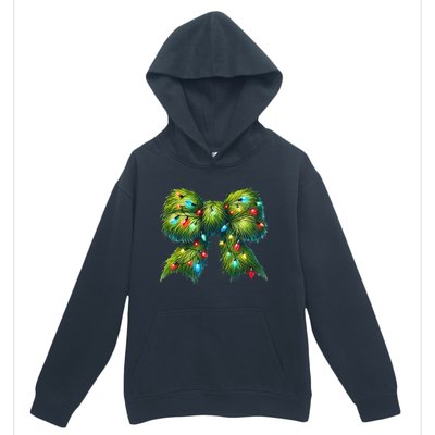 Christmas Green Coquette Bow Lights Christmas Coquette Bow Urban Pullover Hoodie