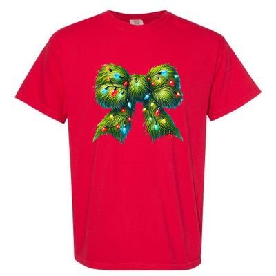 Christmas Green Coquette Bow Lights Christmas Coquette Bow Garment-Dyed Heavyweight T-Shirt