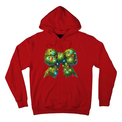 Christmas Green Coquette Bow Lights Christmas Coquette Bow Hoodie